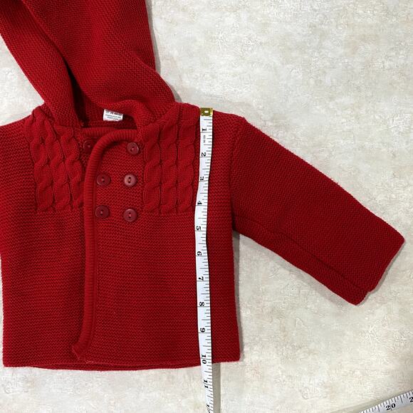 2 Knit Baby Hooded Jackets in colors yellow and red Size 12M - Picture 5 of 12